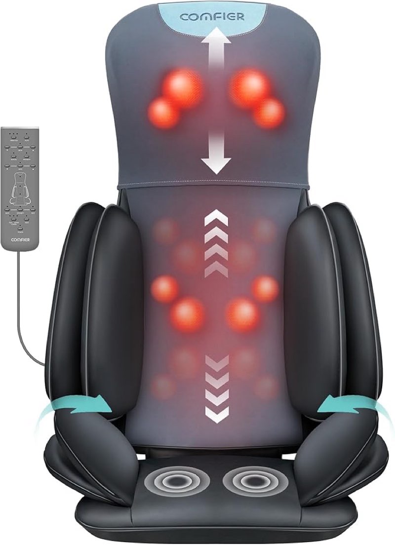 COMFIER Shiatsu Neck & Back Massager with Heat, Full Back Coverage Massage Chair Pad with 4D Kneadin