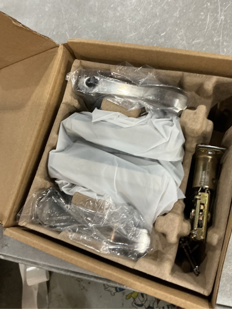 Condition photo showing As Is for hidalife keyless entry door lock, keypad door lock with handle, electronic door lock, touchscreen, auto-locking, anti-peep password, easy to install for front door, home, office, satin nickel hl-668 satin nickel 1pack