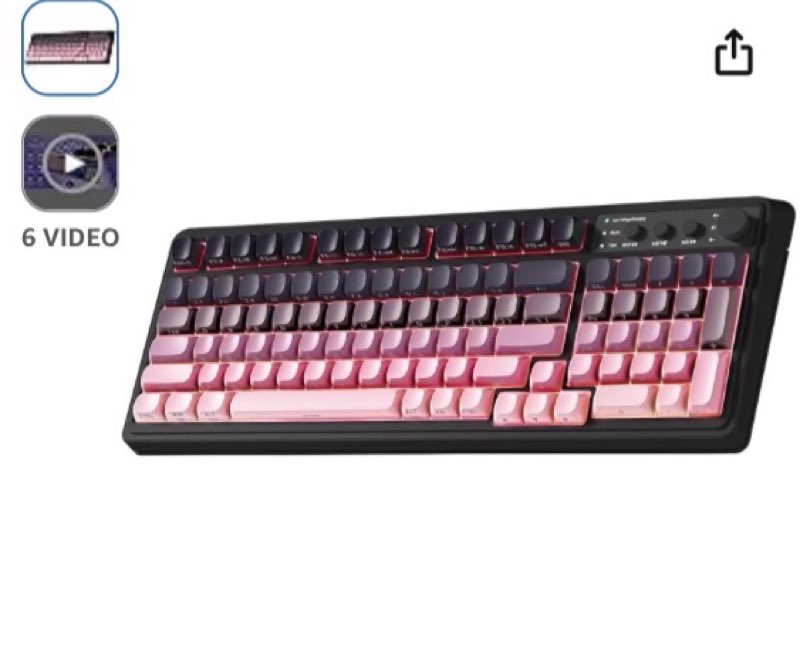 aula s99 keyboard, wireless gaming keyboard bluetooth ergonomic creamy computer keyboards cute full size backlit tri-mode bt/2.4ghz/usb-c for pc laptop - black & pink gradient