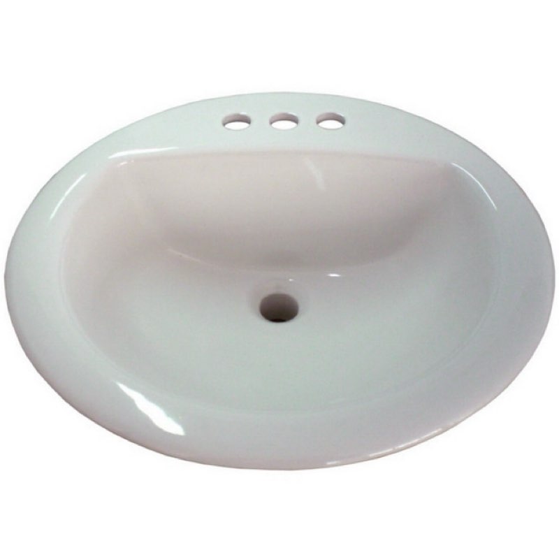 AquaSource White Drop-In Round Bathroom Sink (19-in x 19-in)