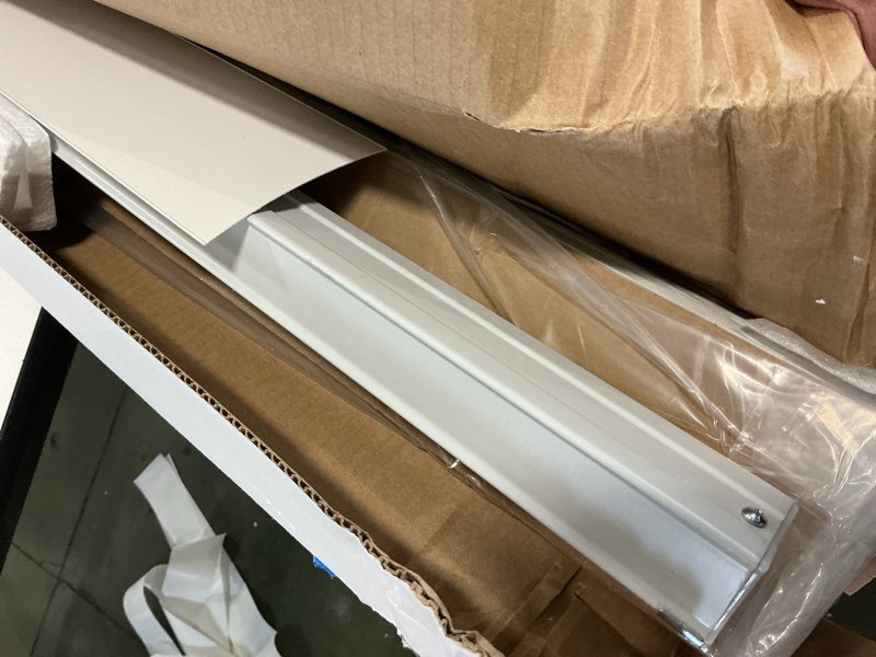 Condition photo showing As Is for Project Source Light filtering vertical 3.5-in Slat Width 78-in x 84-in Cordless White