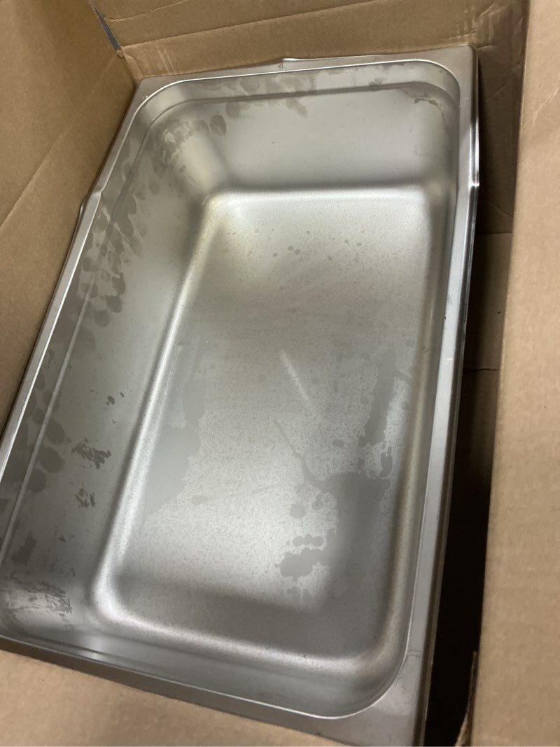 Condition photo showing As Is for winco full size 6" deep metal food pan / steam table pan, anti-jam, 25 gauge