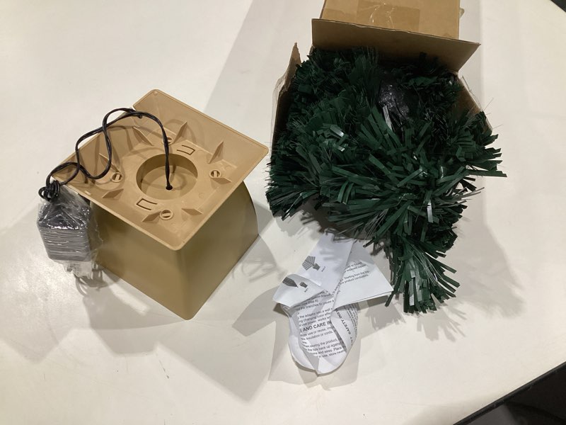 Condition photo showing As Is for 3ft Green Fiber Optic Christmas Tree,Pre-Lit Artificial Mini Christmas Tree, Tabletop Small Xmas Tree with Stars Holiday Home Decorations