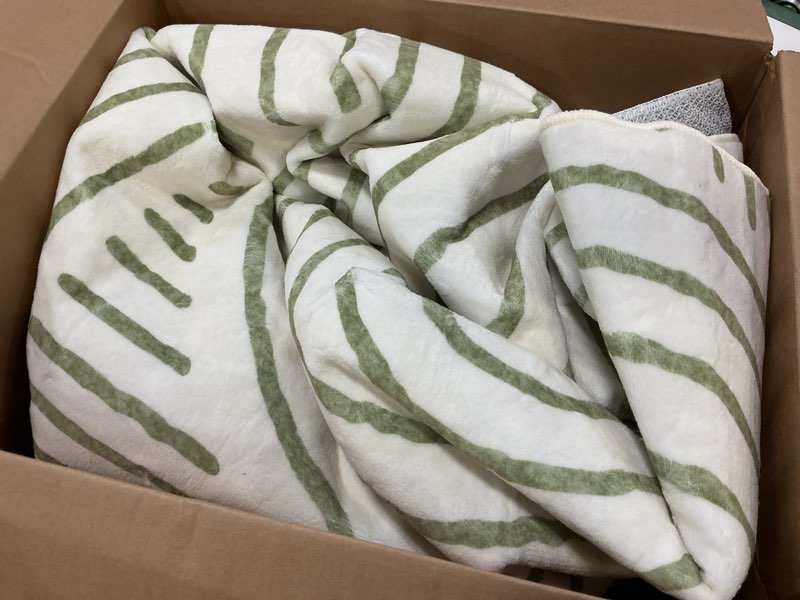 Condition photo showing Good Condition for Lahome Abstract Washable Area Rug 5x7, Soft Bedroom Rug Ultra-Thin Non Slip Green Rugs for Living Room, Modern Accent Rug Large Carpet for Dining Room Office(5'x7',Green) Green/White 5' x 7'