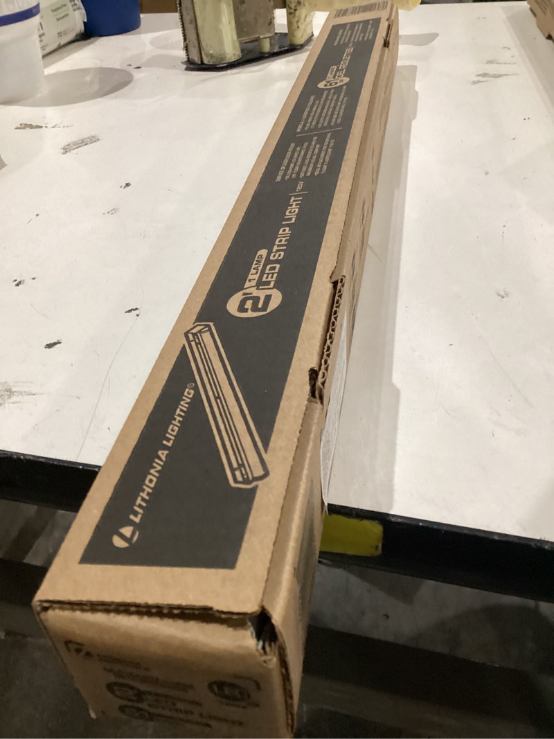 Condition photo showing New/Like New for lithonia lighting 2ft light fixture, led strip light, 120v, 4000k cool white light, 2-foot, 1-light, white (mnsl l23 1ll 120v 40k 80cri m6)