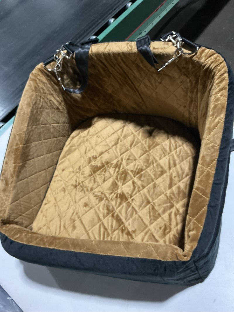 Condition photo showing Good Condition for Dog Car Seat for Small Medium Dogs,Detachable Washable Dog Booster Seat Under 30lbs, Pet Car Seat Travel Bed with Storage Pockets and Dog Safety Belt(Black/Brown)