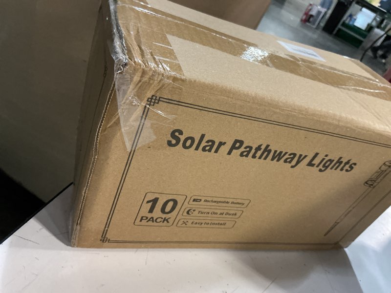 Condition photo showing New/Like New for mancra solar pathway lights outdoor, 10 pack metal & glass solar lights outdoor waterproof landscape path lights for yard walkway garden decor, warm white