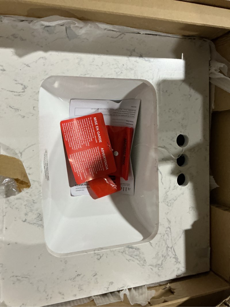 Condition photo showing Good Condition for allen + roth crest hill 24-in white undermount single sink bathroom vanity with carrara engineered marble top