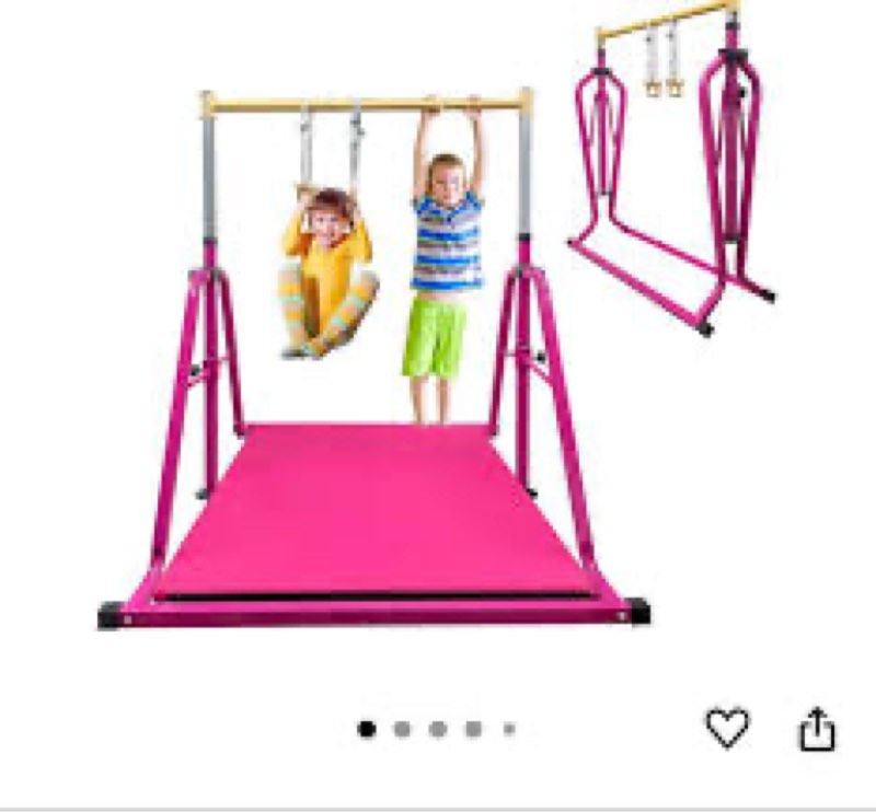 glant foldable & movable gymnastics kip bar with mat and ring set, 3' to 5' height adjustable,horizo