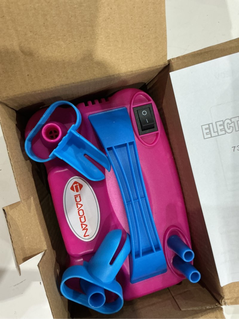 Condition photo showing Good Condition for idaodan electric balloon pump, portable electric balloon blower machine balloon air pump dual nozzle rose red 110v 600w balloon inflator for party decorations red blue