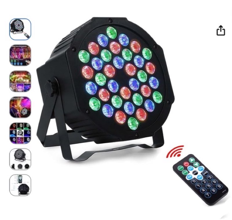 dj lights, 1 pack 36 led par lights stage lights with sound activated remote control & dmx control, stage lighting uplights for wedding club music show christmas holiday party lighting