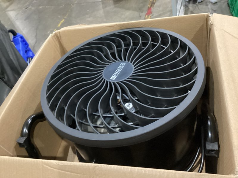 Condition photo showing As Is for utilitech 16-inches 120 -volt 3 -speed high velocity indoor black floor fan