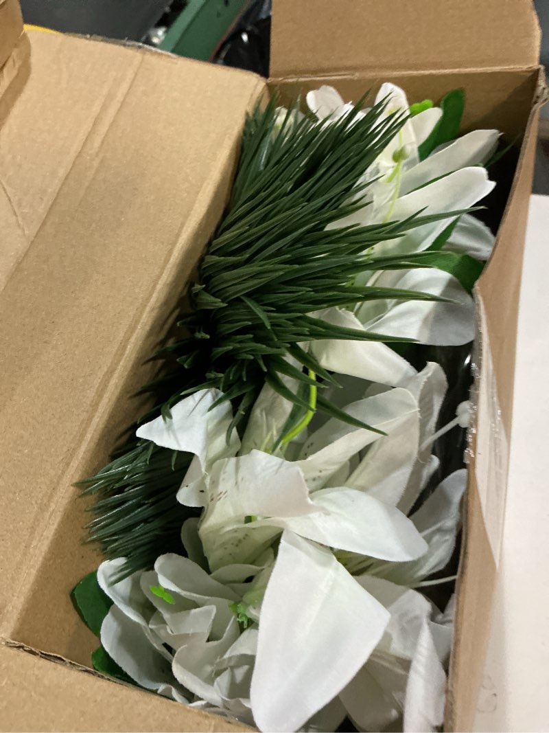 Condition photo showing New/Like New for lemonroad 6 sets first communion table decor easter wooden cross centerpieces artificial leaves easter lily with cross box for first communion baptism party christening celebration religious decor palm leaves