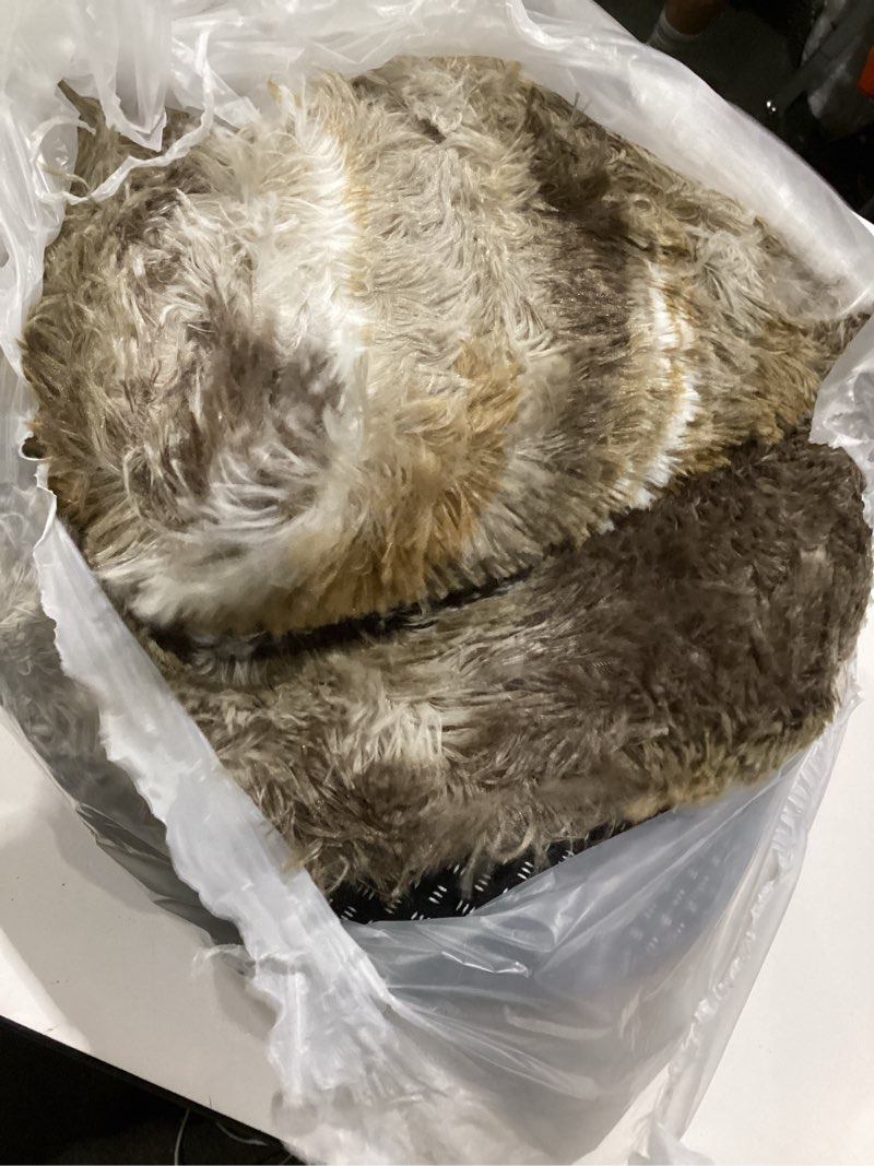 Condition photo showing As Is for shag rugs for living room 5x7, ultra soft abstract brown big fuzzy rugs for bedroom, 5 x 7 fluffy shaggy plush carpet girls kids room dorm upgrade non-slip 5' x 7' (rectangular) abstract brown