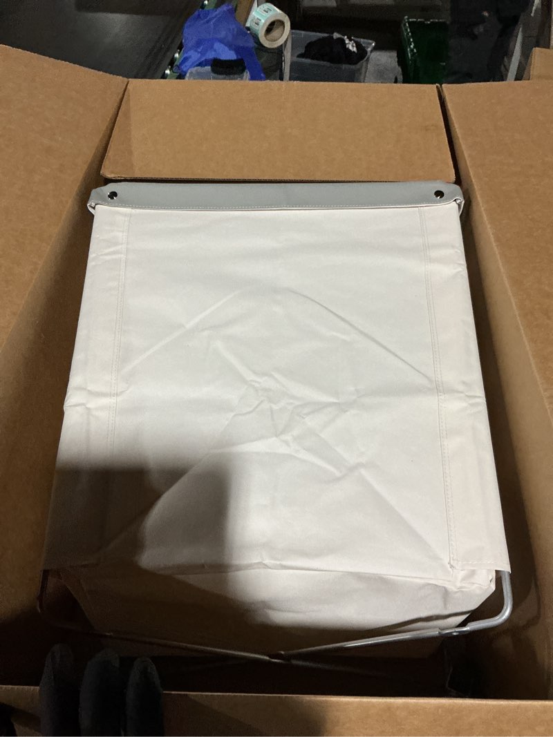 Condition photo showing Good Condition for Seville Classics Large Commercial Heavy Duty Rolling Steel Frame Laundry Hamper Canvas Cart Bin, w/Wheels for Hotel, Home, Closet, Bedroom (PATENTED), Cream, 22" D x 16" W Cream 22" D x 16" W
