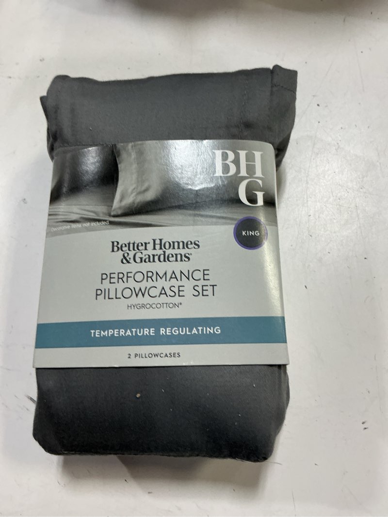 Condition photo showing Good Condition for better homes & gardens 2-piece 400 thread count grey performance hygrocotton® pillowcase set, king