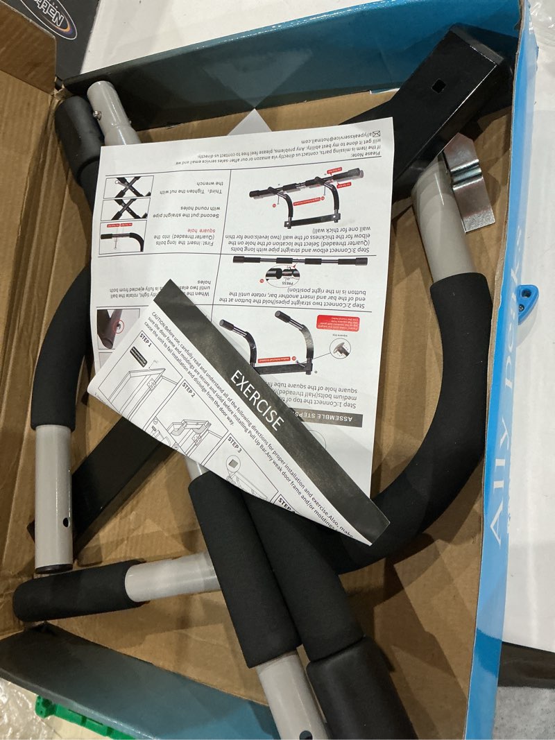 Condition photo showing Good Condition for ally peaks pull up bar for doorway | thickened steel max limit 440 lbs upper body fitness workout bar| multi-grip strength for doorway | indoor chin-up bar fitness trainer for home gym portable silver2