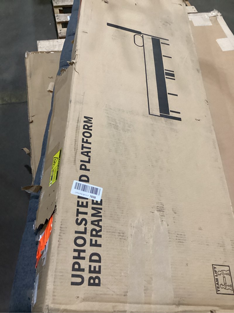 Condition photo showing As Is for Marsail Queen Size Bed Frame, Sturdy and Durable with 12 Support Legs, 1300 lbs Capacity, Solid Wooden Upholstered Adjustable Headboard for 6"-12" Mattresses, Easy Assembly, Ideal Height, Dark Gray Dark Gray Queen (U.S. Standard)