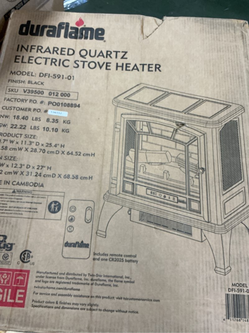 Condition photo showing New/Like New for duraflame Infrared Quartz Electiric Stove Heater - DFI-591-01 - Black