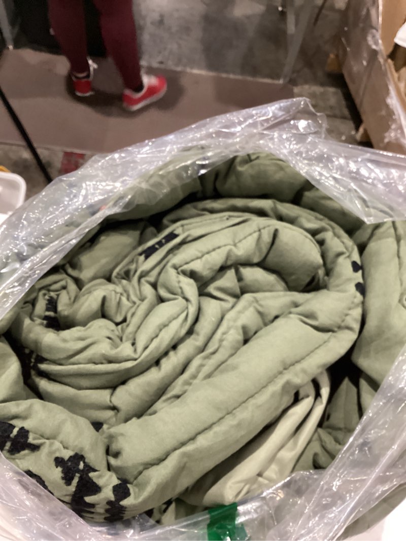 Condition photo showing Good Condition for mairêve embroidery comforter set, boho farmhouse western bedding set, all season bed in a bag comforter set with sheets, pillowcases & shams, olive green queen 7 pieces dark olive green queen(90"*90")