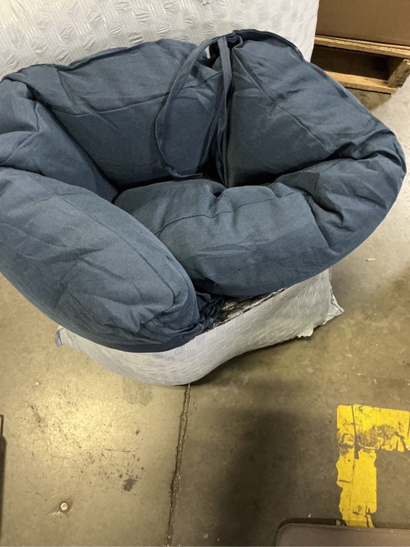 Condition photo showing Good Condition for outdoor patio chair cushions set of 2 for outdoor furniture navy blue thick tufted non slip wicker chair cushion with back for dining chair,41.7"*20.8"*3.9" navy blue 41.7"*20.8"
