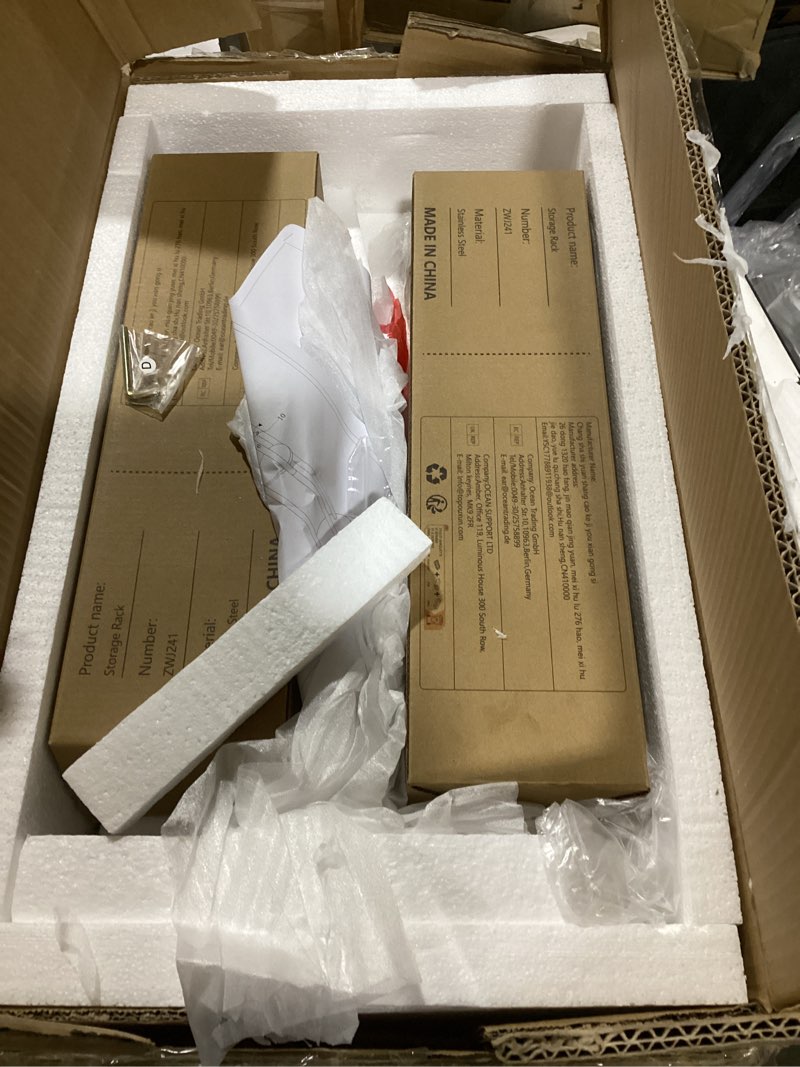 Condition photo showing Good Condition for SWTYMIKI Over the Door Purse Organizer - Wall Mounted Handbag Organizer with 16 Hooks and Metal Basket, Hanging Purse Storage Rack Holds up to 16 Bags, Bag Rack Can Use As 1/2 Part, for Door, Closet White 9-Tier