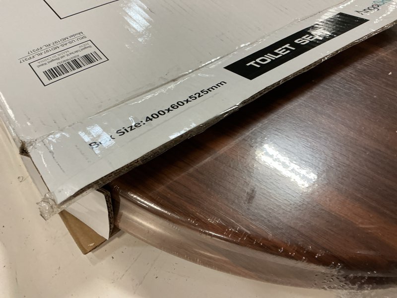 Condition photo showing New/Like New for elongated toilet seat molded wood toilet seat with quietly close and quick release hinges, easy to install also easy to clean by angol shiold (elongated, walnut) soft close hinge walnut