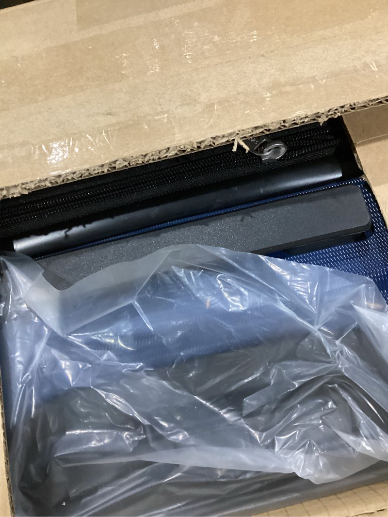 Condition photo showing New/Like New for Amazon Basics 30" Hardside Large Checked Luggage, Hardshell Suitcase With Wheels, Expandable For Up to 15% More Space, With Scratch-Resistant Surface, Four Multi-directional Wheels, Navy Blue Navy Blue Large Checked