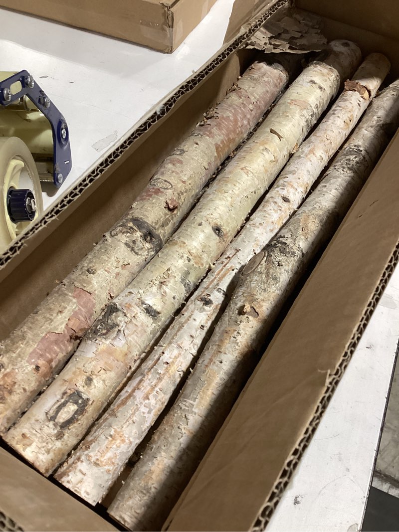 Condition photo showing Good Condition for 12-Pack White Birch Logs for Fireplace - Natural Decorative Birch Branches for Mantel, Fake Fireplace, Indoor Decor, DIY Crafts, and Planter Decoration (0.8"-1.6" Dia. x 16" Long) 12 Pcs (0.8"-1.6")