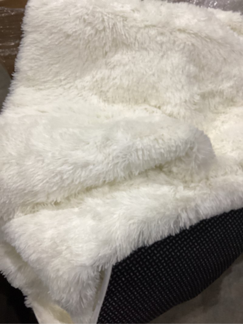 Condition photo showing As Is for goolela white fluffy faux fur rug for bedroom faux sheepskin rug 2x3 white fuzzy furry bedside carpet dining room playroom dorm small washable