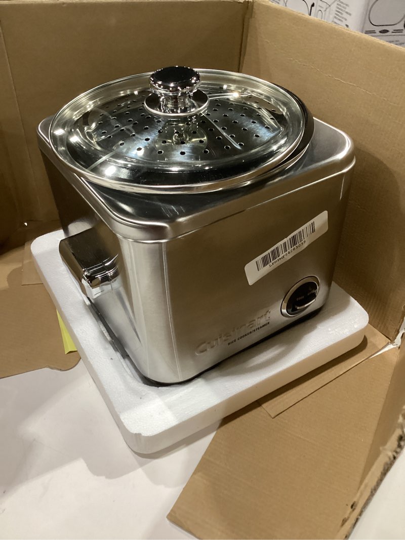Condition photo showing As Is for cuisinart 8-cup rice cooker, silver, crc-800nas, not tested