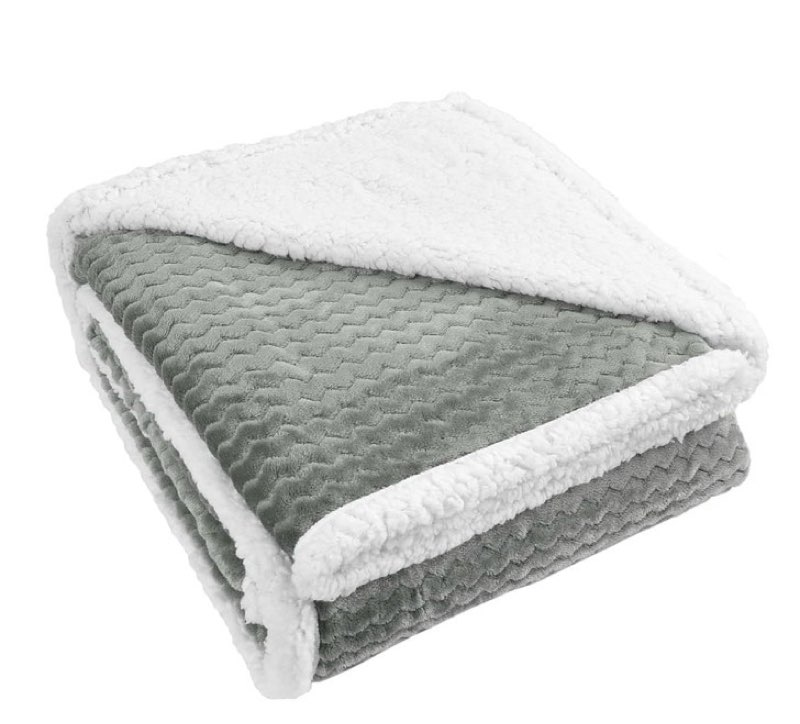 Tirrinia Sherpa Throw Couch Blanket, Super Soft TV Blanket, Grey, 50'' x 60''
