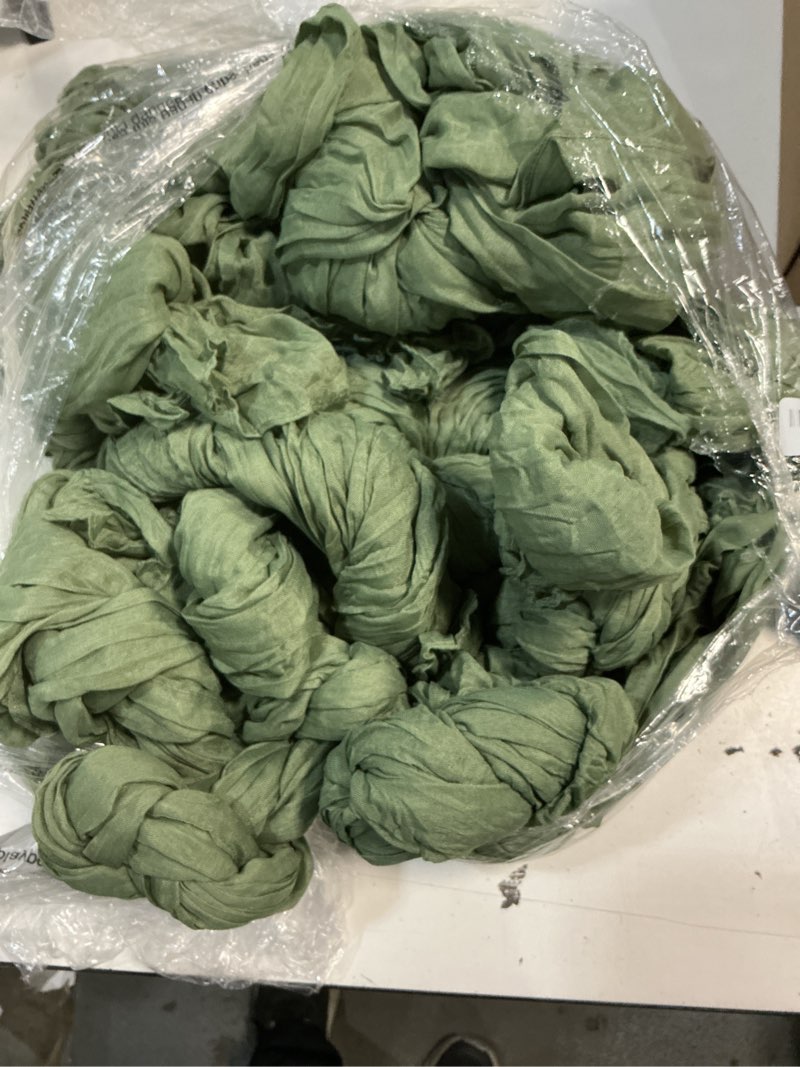 Condition photo showing Good Condition for 12 pack cheesecloth table runner, runner gauze boho wedding decor romantic table runner for wedding birthday party(35" x 118") (sage green) 12pc sage green