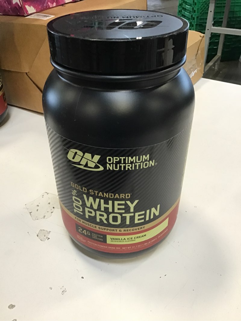 Condition photo showing New/Like New for Optimum Nutrition Gold Standard 100% Whey Protein Powder, Vanilla Ice Cream, 2 Pound (Packaging May Vary)