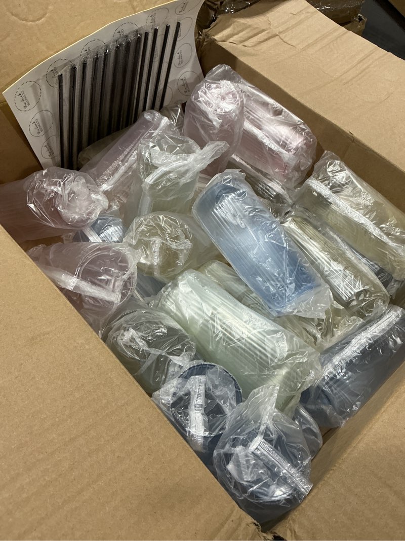 Condition photo showing Good Condition for (incomplete )48 pack ribbed ripple stemless toasting glasses, origami durable 9 oz bpa-free disposable plastic champagne flutes for weddings, bars, events, and celebrations (48, ribbed color collection) ribbed color collection 48