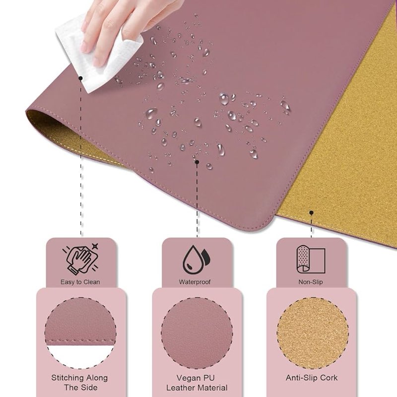 large desk pad, 47.2'' x 23.6'', office desk mat, computer mat for desk, leather desk pad protector,