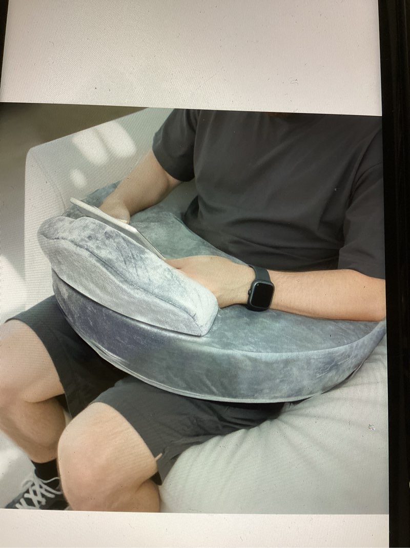 Momcozy Gaming Reading Pillow for Lap, Arm Support for Bed Sofa, Ergonomic Design with Gear Holder, Reduces Arm Fatigue During Gaming