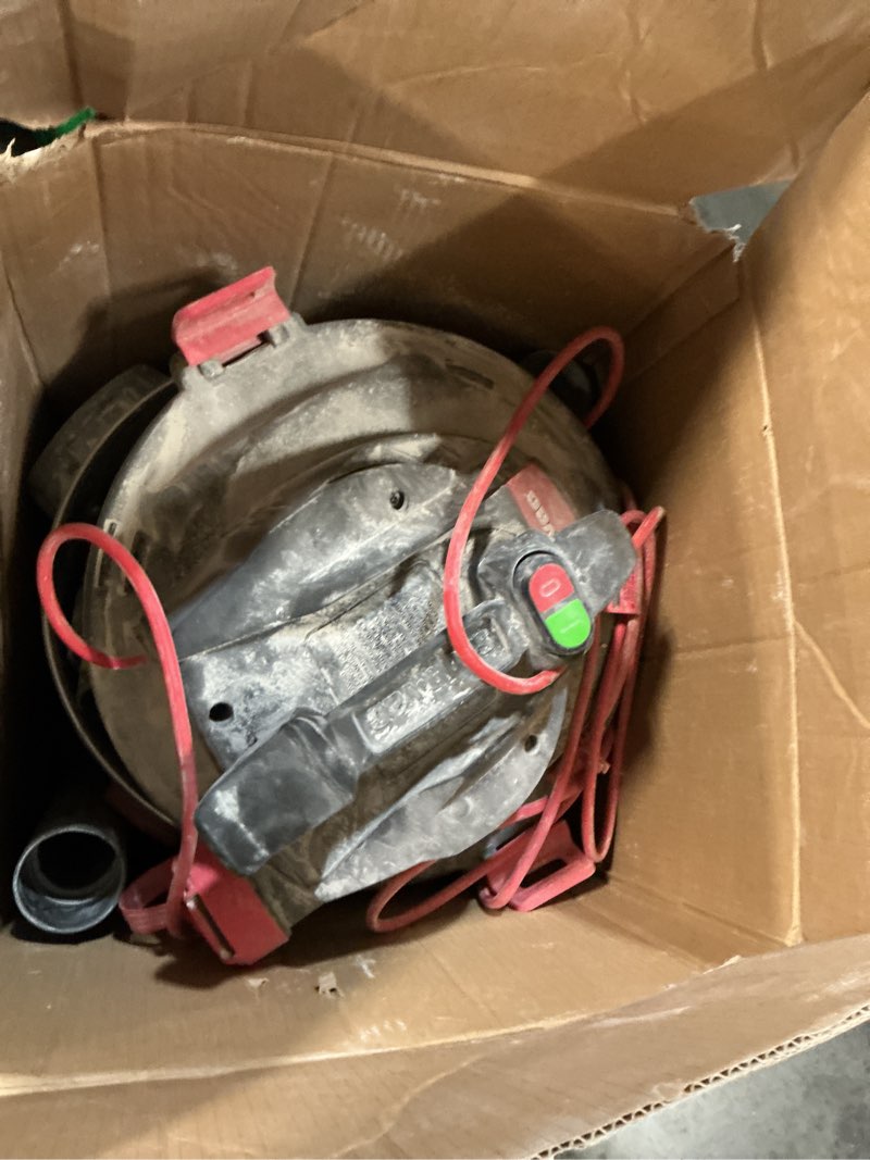 Condition photo showing As Is for shop-vac 12-gallon 6 hp corded wet/dry shop vacuum with accessories included