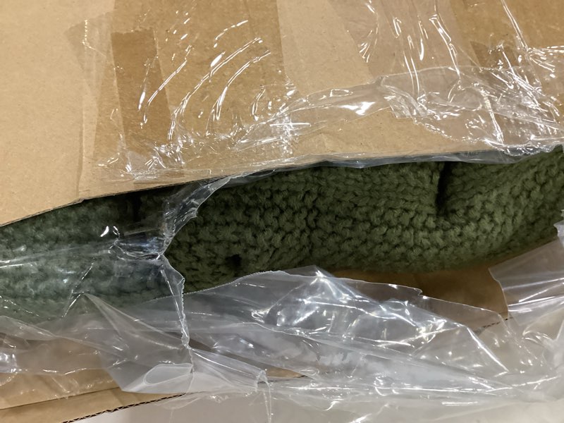 Condition photo showing Good Condition for douceur olive green throw blanket for couch, soft cozy lightweight stripe pattern knitted throw blanket for sofa, living room gift, 50"x60" 50"x60" stripe-olive green