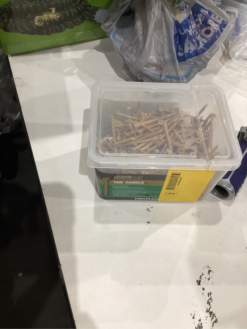 Condition photo showing As Is for deck plus tan deck screws (#10 × 3 in.) | stine home + yard : the family you can build around™