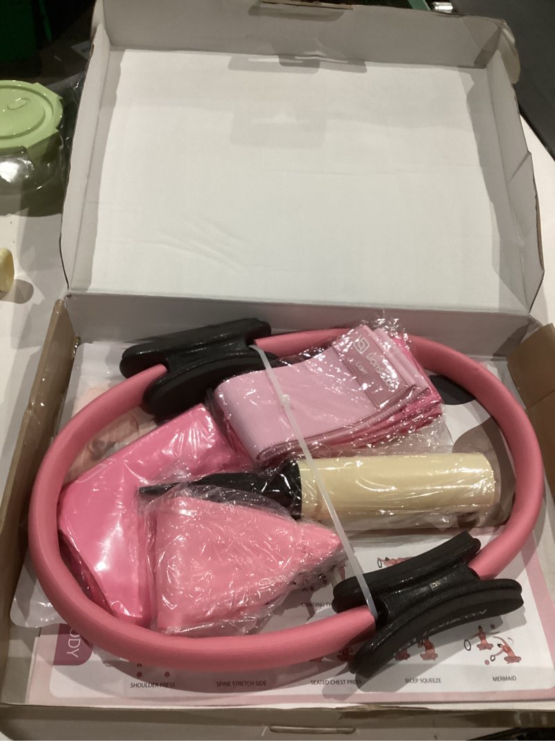 Condition photo showing Good Condition for LIONSCOOL Pilates Ring Set – 14" Anti-Deformation Magic Circle with Padded Handles, Mini Ball, Resistance Bands, Guide & Bag Pink Pro