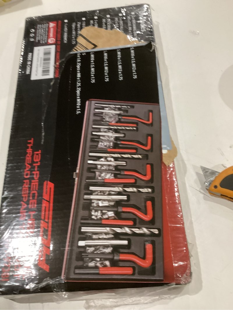 Condition photo showing Good Condition for Metric Helicoil Thread Repair Kit: 131-Piece Heli Coil HSS Drills Inserts Taps & Tools M5 M6 M8 M10 M12 Automotive Engine Spark Plug Cylinder Insertion Rethreading Tools Universal Rethread Restorer 131-Pc. Metric