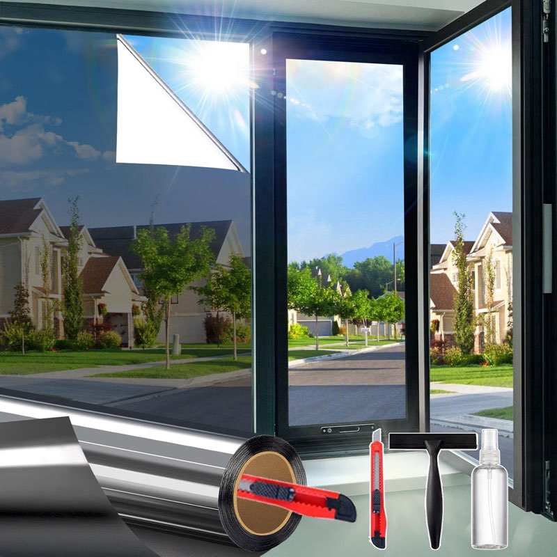 One Way Window Privacy Film See Out Not in, Window Tint for Home, Reflective Mirror Glass Windows Co