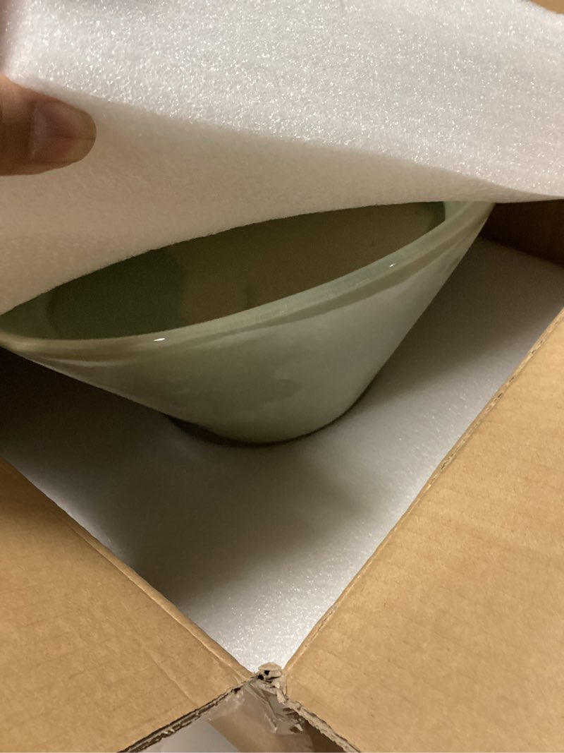 Condition photo showing Good Condition for ceramic bonsai pots - large succulent planter 13 inch plant pot indoor succulent pot with drainage hole outdoor planter bonsai tree pot for house home garden office decor green green (13.4 inch)