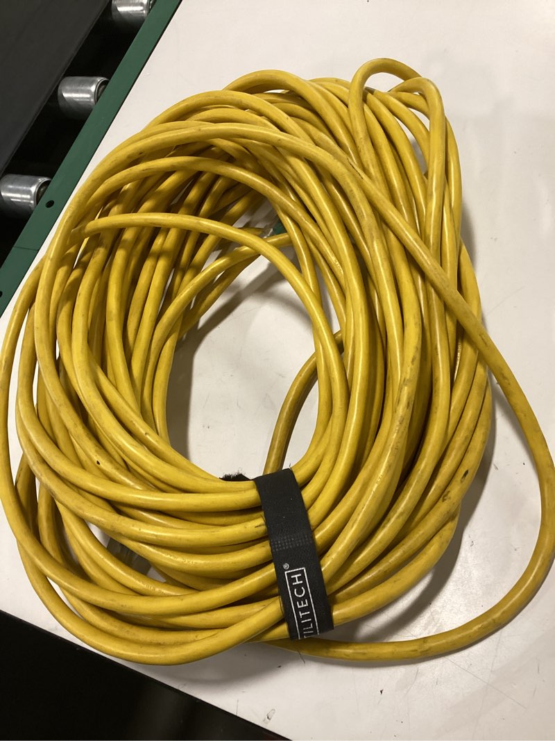 Condition photo showing As Is for utilitech utp611835 contractor cord 100-ft 12 / 3 3 prong yellow outdoor