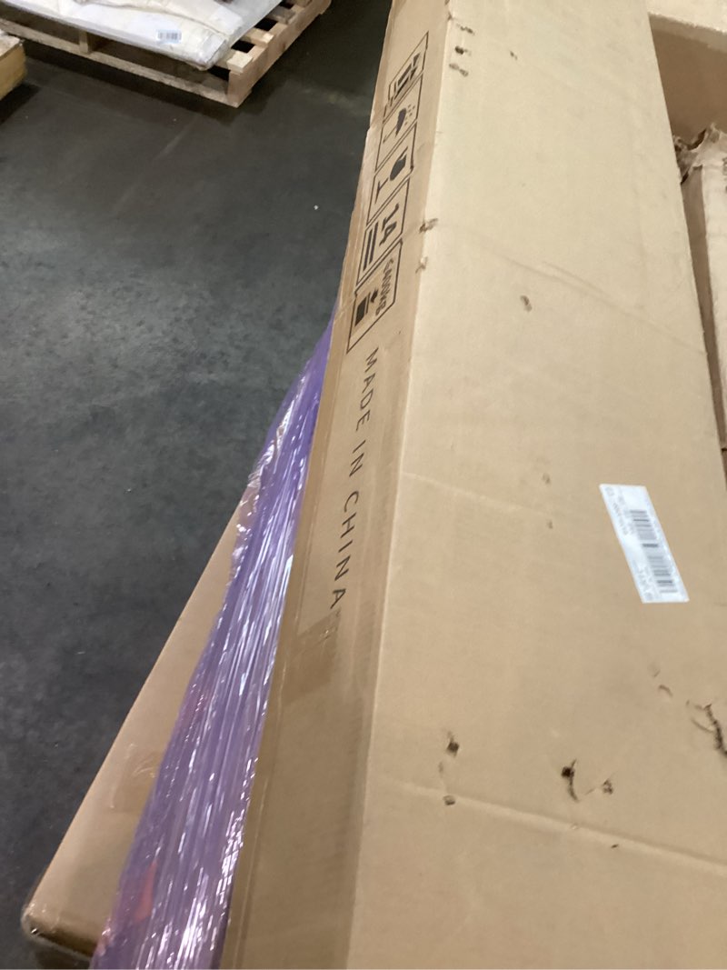 Condition photo showing As Is for YITAHOME King Size Corduroy Upholstered Platform Bed Frame with Charging Station and RGB LED Lights, 53’’ Tall Storage Wingback Headboard, No Box Spring Needed, Easy Assembly, Noise-Free, Black Black King