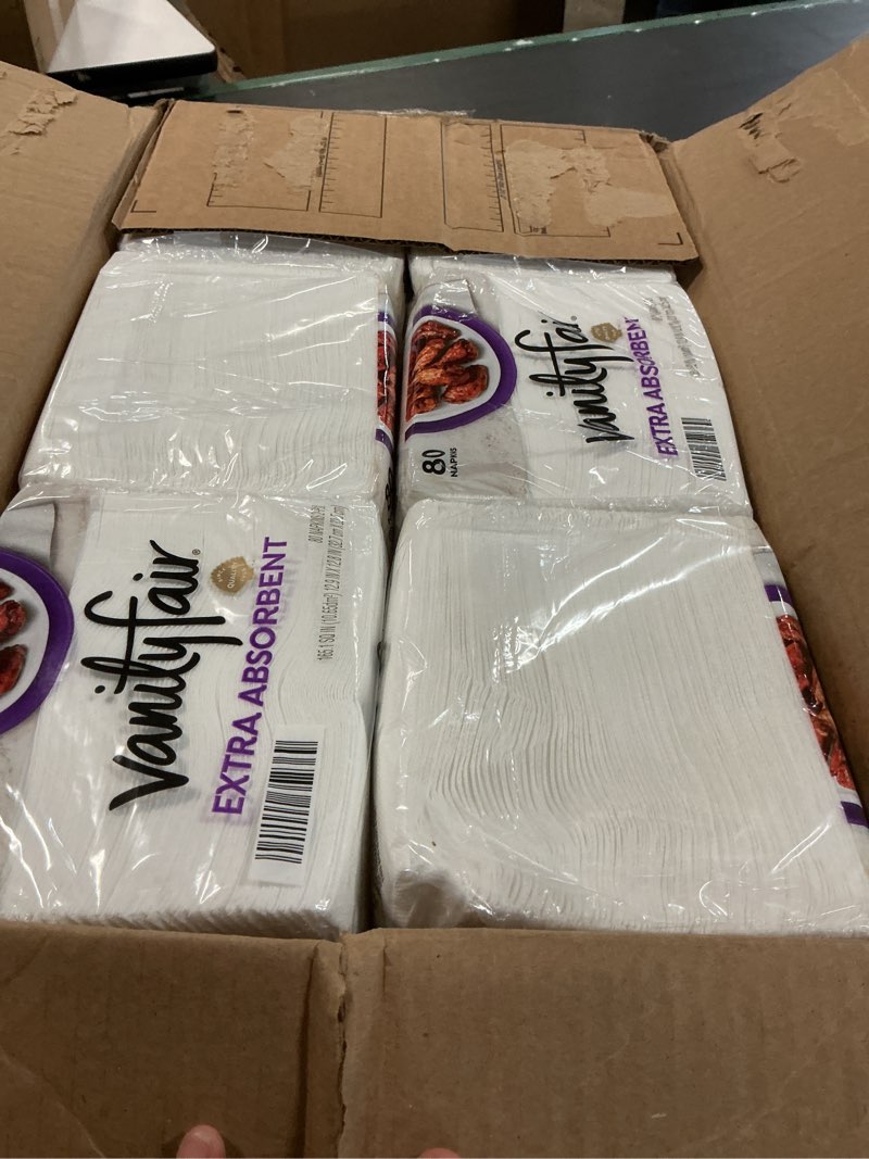 Condition photo showing New/Like New for Vanity Fair Extra Absorbent Premium Paper Napkins, 960 Count, Disposable Napkins Made Soft and Strong for Messy Meals and Everyday Use 960 Count (Pack of 1)