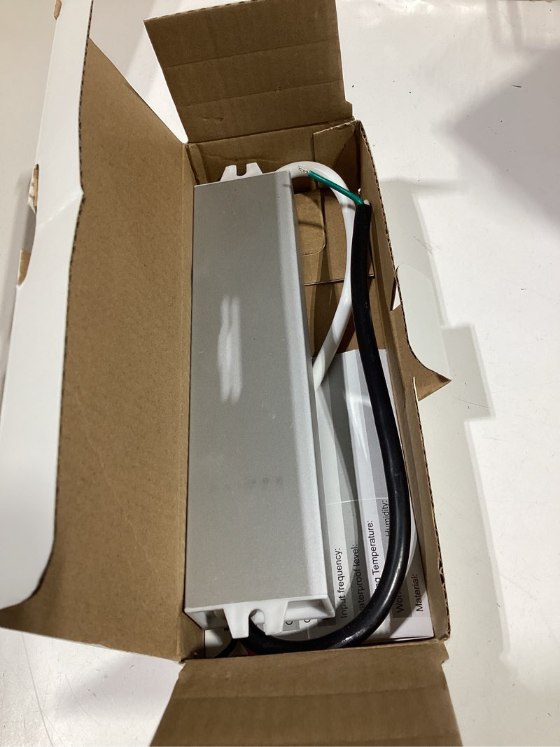 Condition photo showing As Is for led driver 60 watts waterproof ip67 power supply transformer adapter 100v-260v ac to 12v dc low voltage output for led light, computer project, outdoor light and any 12v dc led lights
