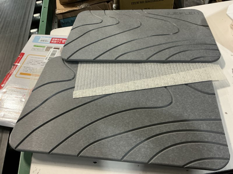 Condition photo showing Good Condition for 2 pack diatomaceous earth shower mat, stone bath mat, nonslip super absorbent fast-drying hard bath mat for bathroom shower floor, 24 x 16 inch, grey wave design