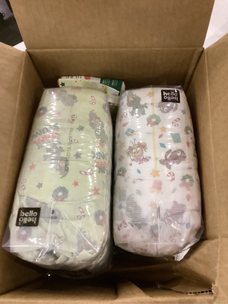 Condition photo showing New/Like New for Hello Bello Dr. Seuss Baby Grinch Premium Diapers, Size 5 (27+ lbs), 48ct Plus Bonus Wipes: Softness & Protection for Sensitive Skin Size 5 Dr. Seuss Baby Grinch